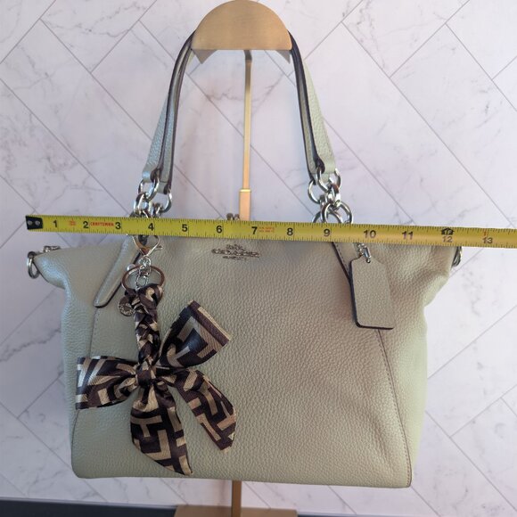 Coach Pebbled Leather Satchel with Strap & Bow Charm F28993 - Picture 14 of 16